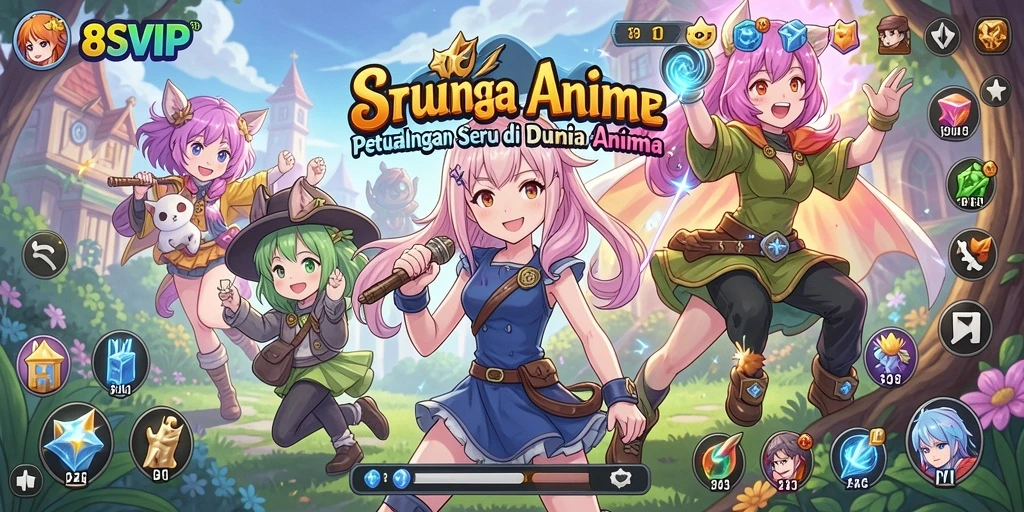 Tampilan gameplay 8SVIP yang penuh aksi dan karakter unik.