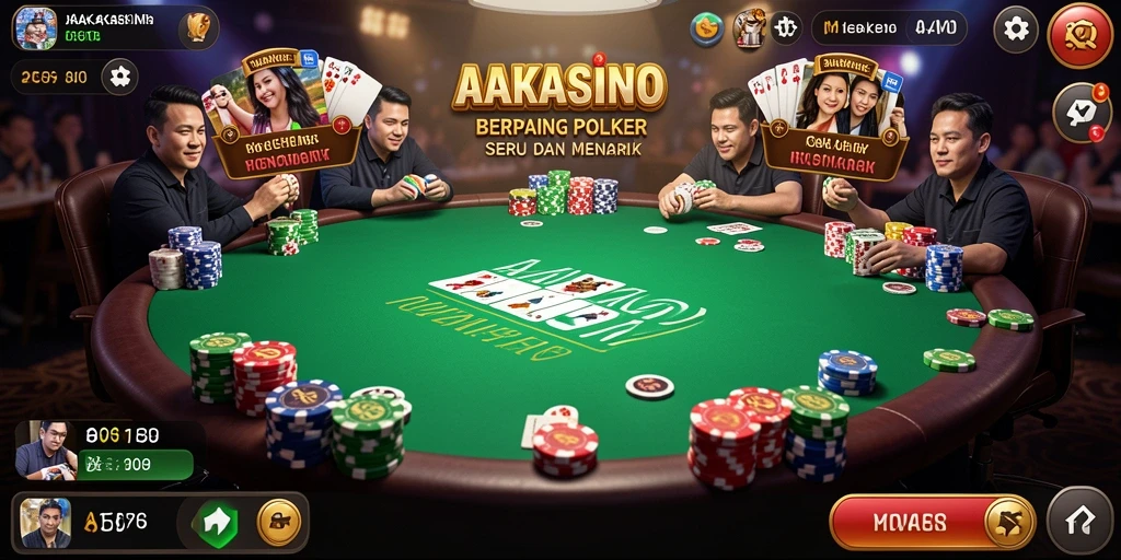 Screenshot gameplay AAKASINO menampilkan aksi poker yang seru dan mendebarkan.