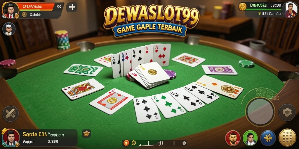 Screenshot gameplay Gaple di DEWASLOT99 menunjukkan suasana permainan yang ramai.