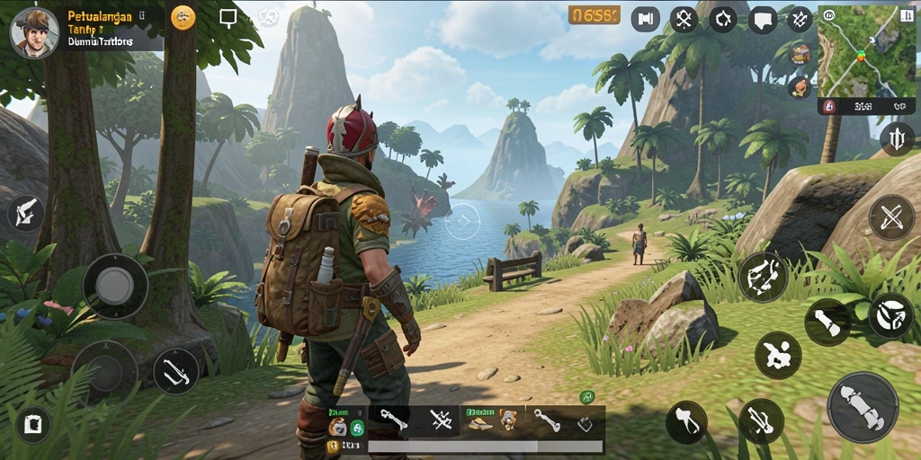 Screenshot gameplay G668 yang menampilkan dunia terbuka yang luas.
