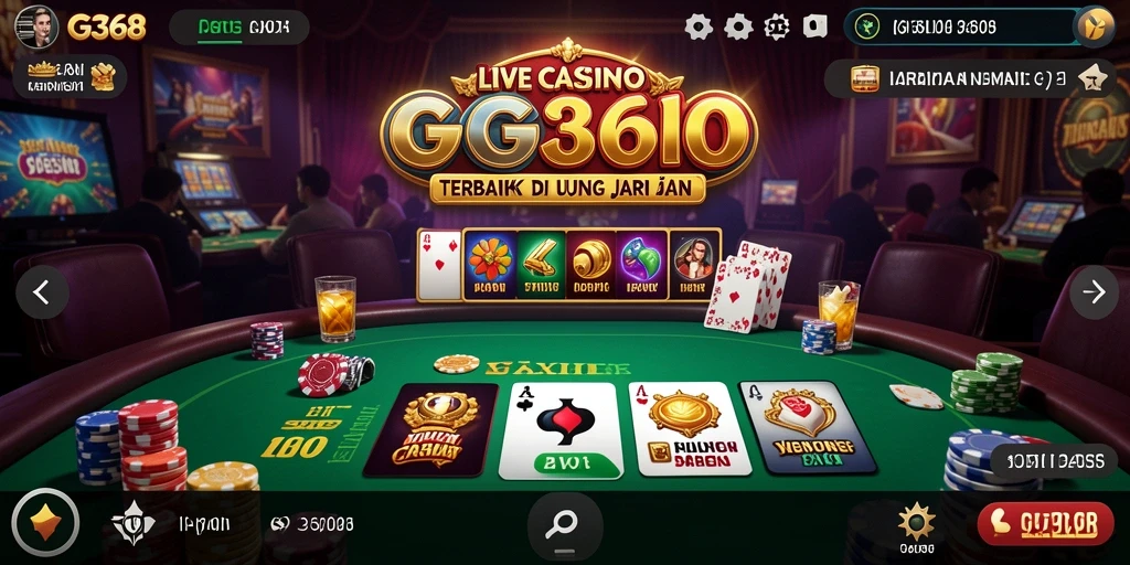 Tampilan gameplay GG368 yang mendebarkan dalam suasana kasino langsung.