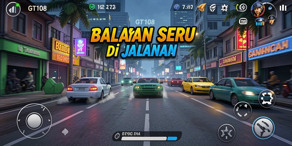 Tangkap momen seru balapan di GT108 dengan grafis menawan.