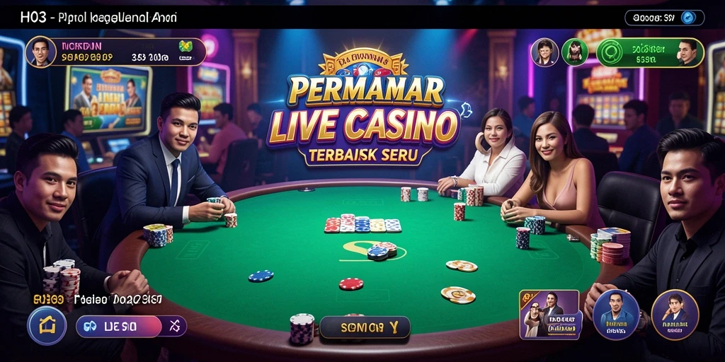 Screenshot gameplay H03 menampilkan dealer langsung yang interaktif dengan pemain.