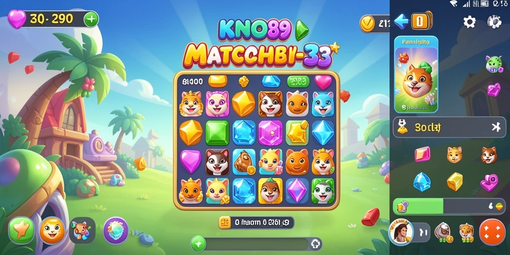 Tampilan gameplay KNO89 dengan elemen Match-3 yang menarik.