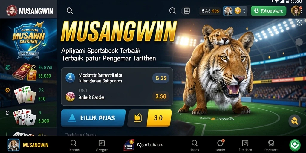 Screenshot gameplay MUSANGWIN dengan tampilan taruhan olahraga.