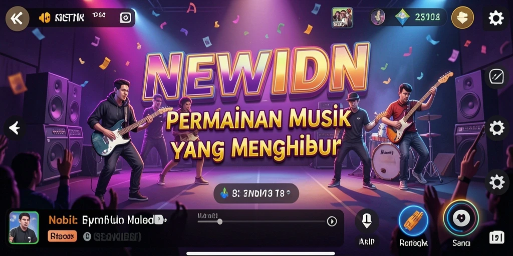 Screenshot gameplay NEWIDN yang menampilkan pemain menikmati tantangan musik.