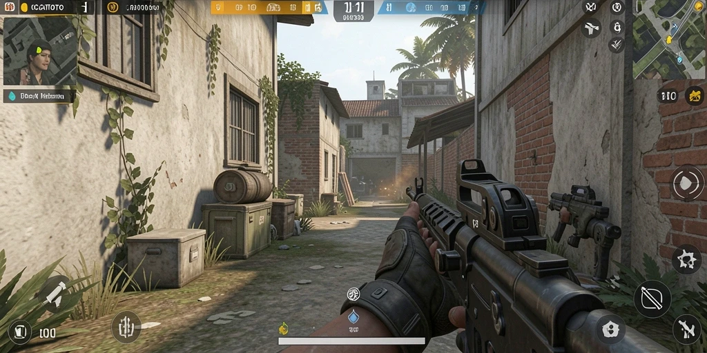 Gameplay OCATOTO dengan aksi tembak-menembak yang intens.
