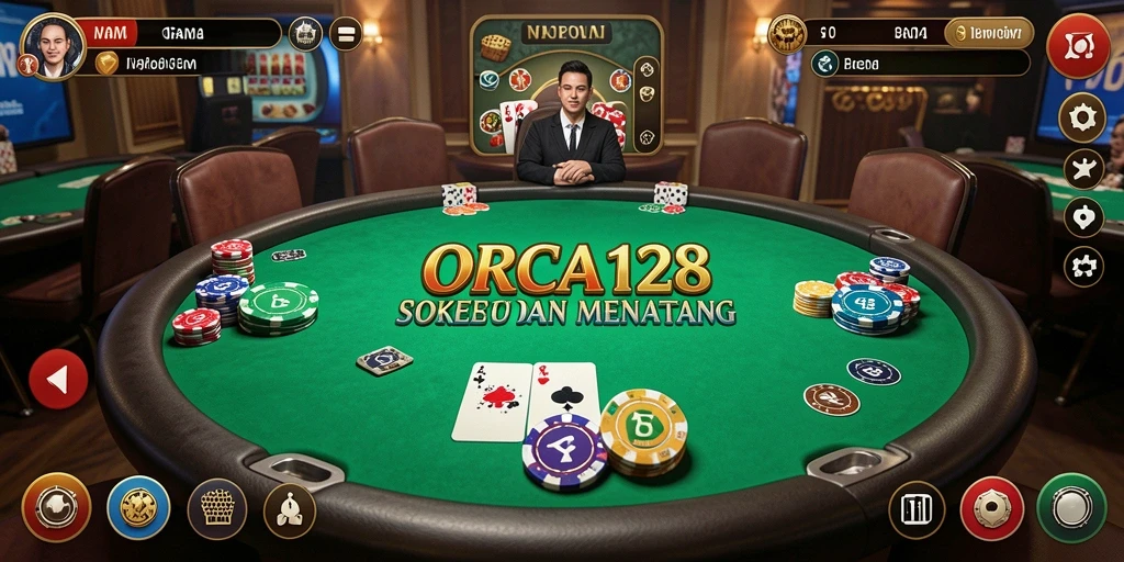 Tampilan gameplay Poker yang seru dan mendebarkan di ORCA128.