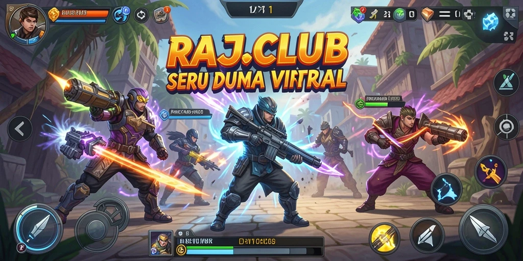 Tampilan gameplay pertarungan seru di RAJACLUB dengan karakter yang beraksi.
