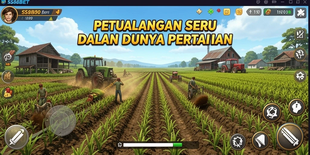 Screenshot gameplay SS88BET menampilkan aktivitas bertani yang seru.