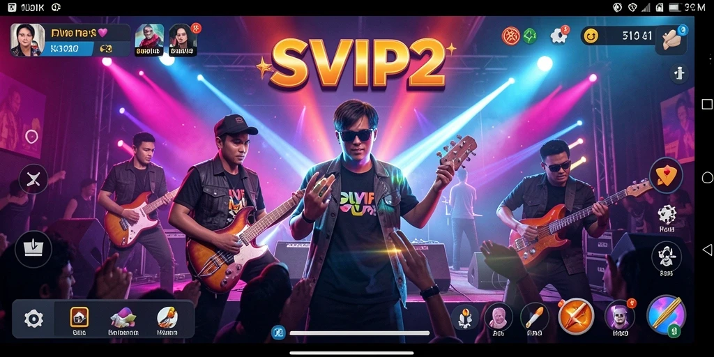 Screenshot SVIP2 menampilkan gameplay interaktif dan penggunaan berbagai fitur musik.