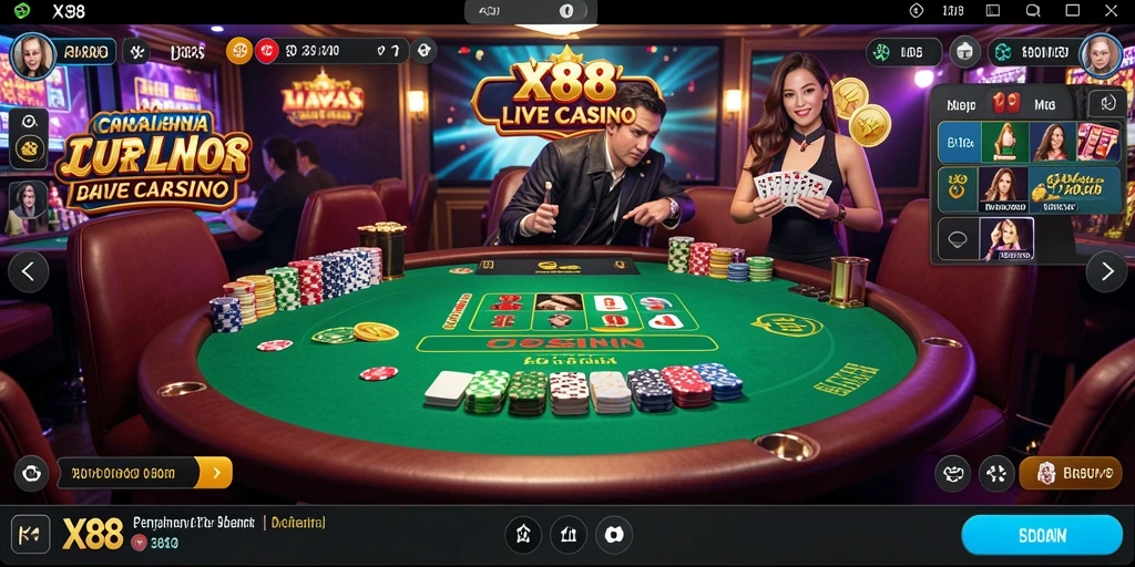 Screenshot gameplay Live Casino X88 yang seru dan interaktif.
